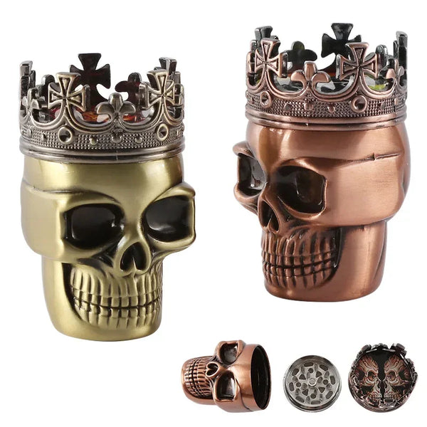 The Sovereign crowned skull herb grinder in bronze
