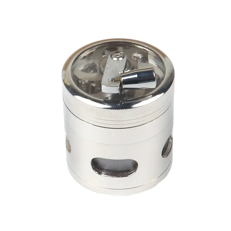 A silver metallic cylindrical vape coil or replacement coil assembly with a transparent glass or acrylic top cover, shown on a plain white background.