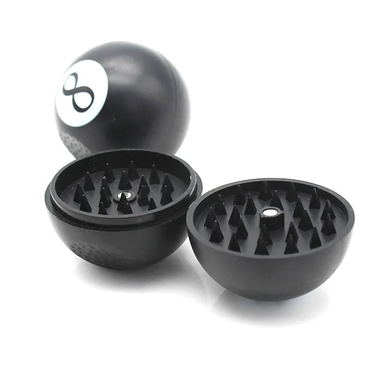 The Eight Ball grinder split open showing the grinding chamber