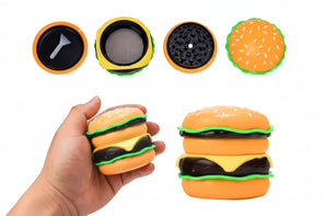 The Stack burger-shaped metal herb grinder, closed